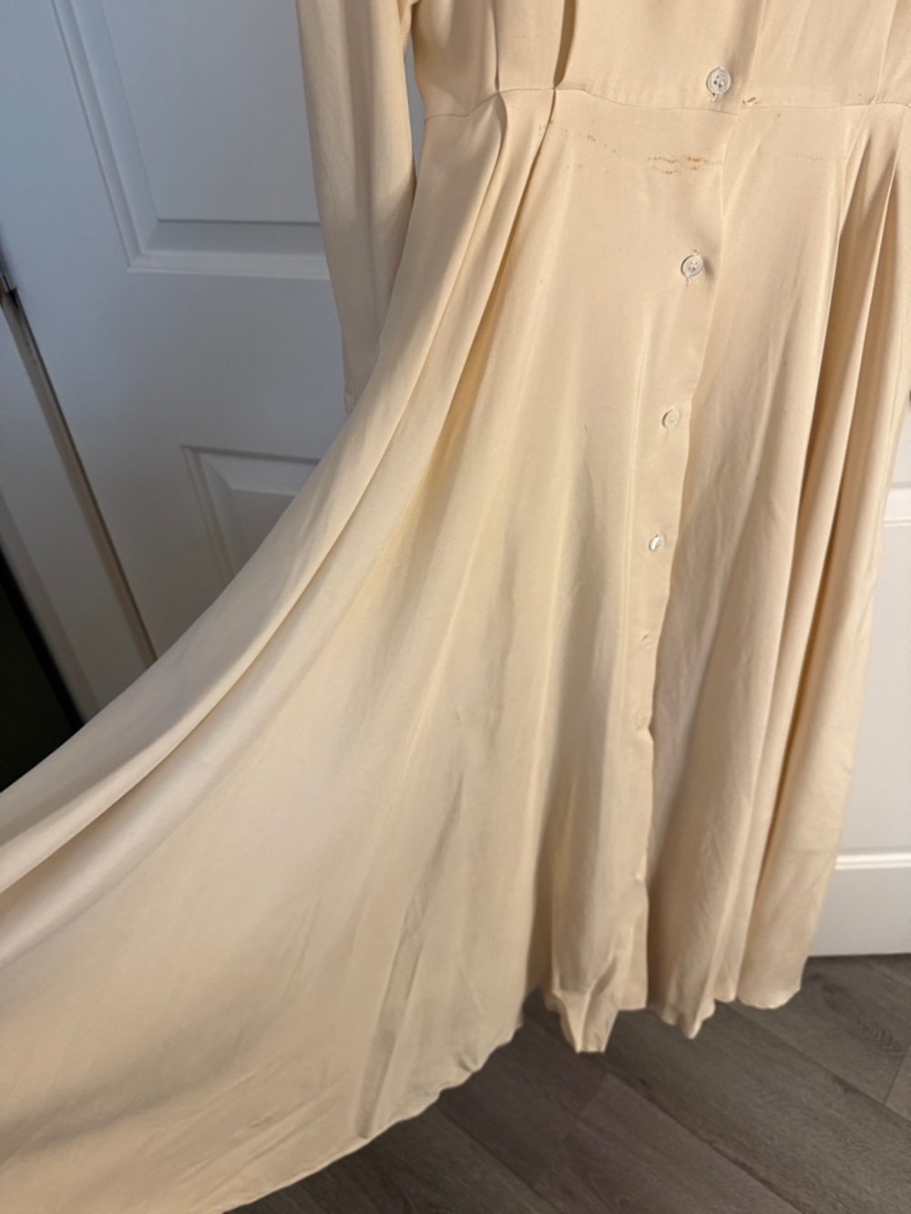 J. Crew 100% Silk Cream Button-Front Maxi Shirt Dress - Picture 4 of 7